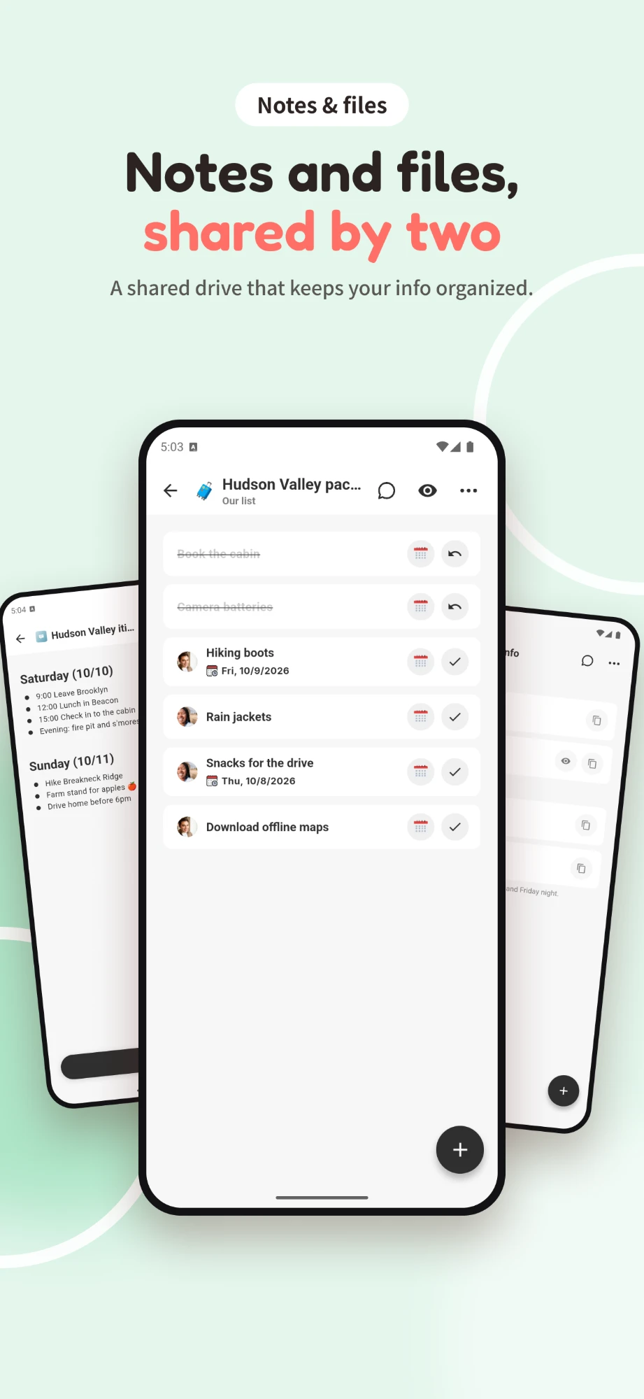 Notes and files, shared by two